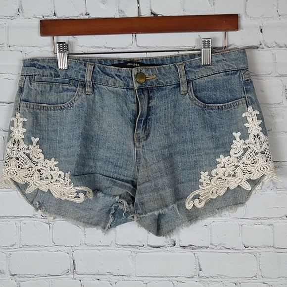 Harper Pants - Harper Lace Detail Denim Shorts, size 27